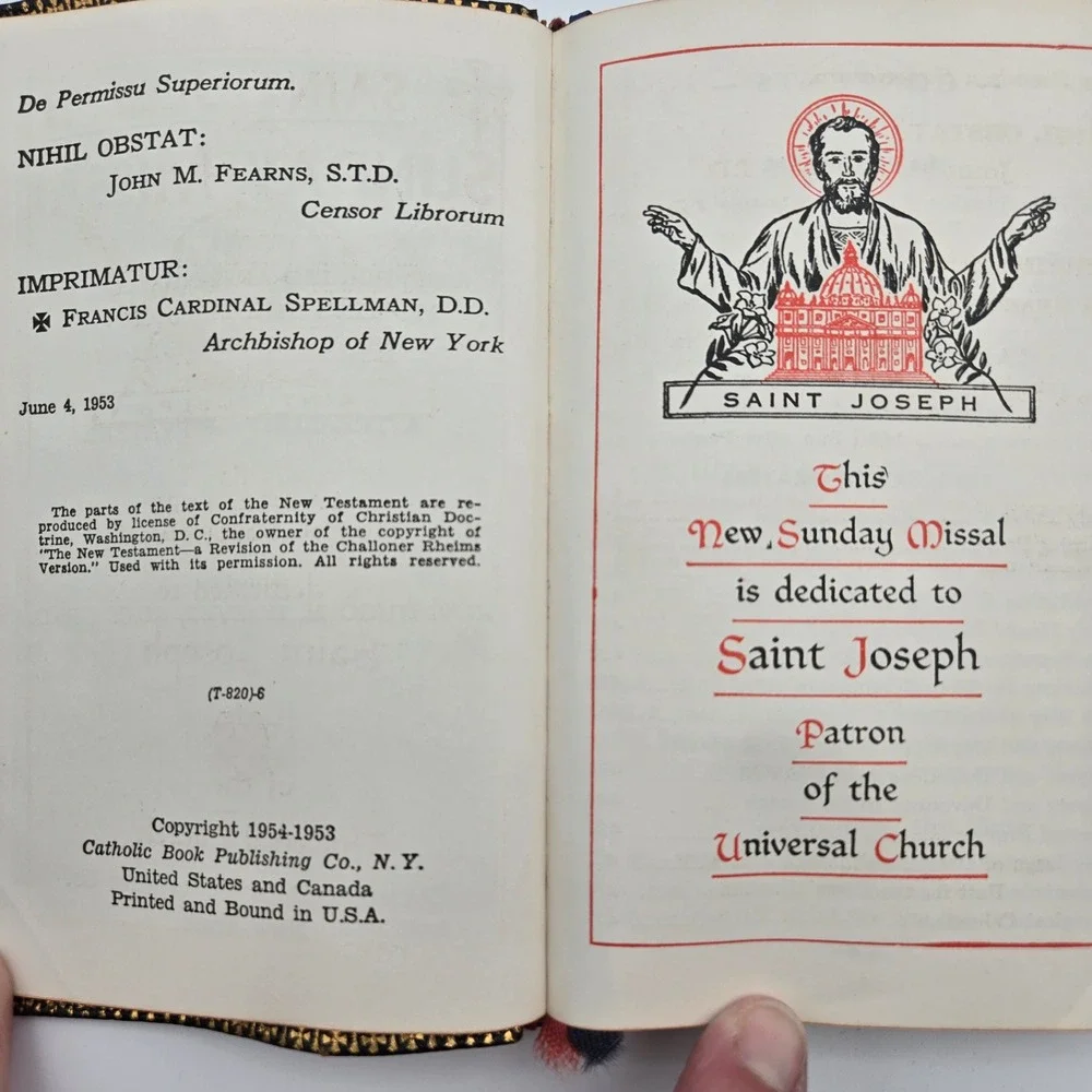 Vintage 1953 Saint Joseph Sunday Missal Large Type Latin English Leather Book